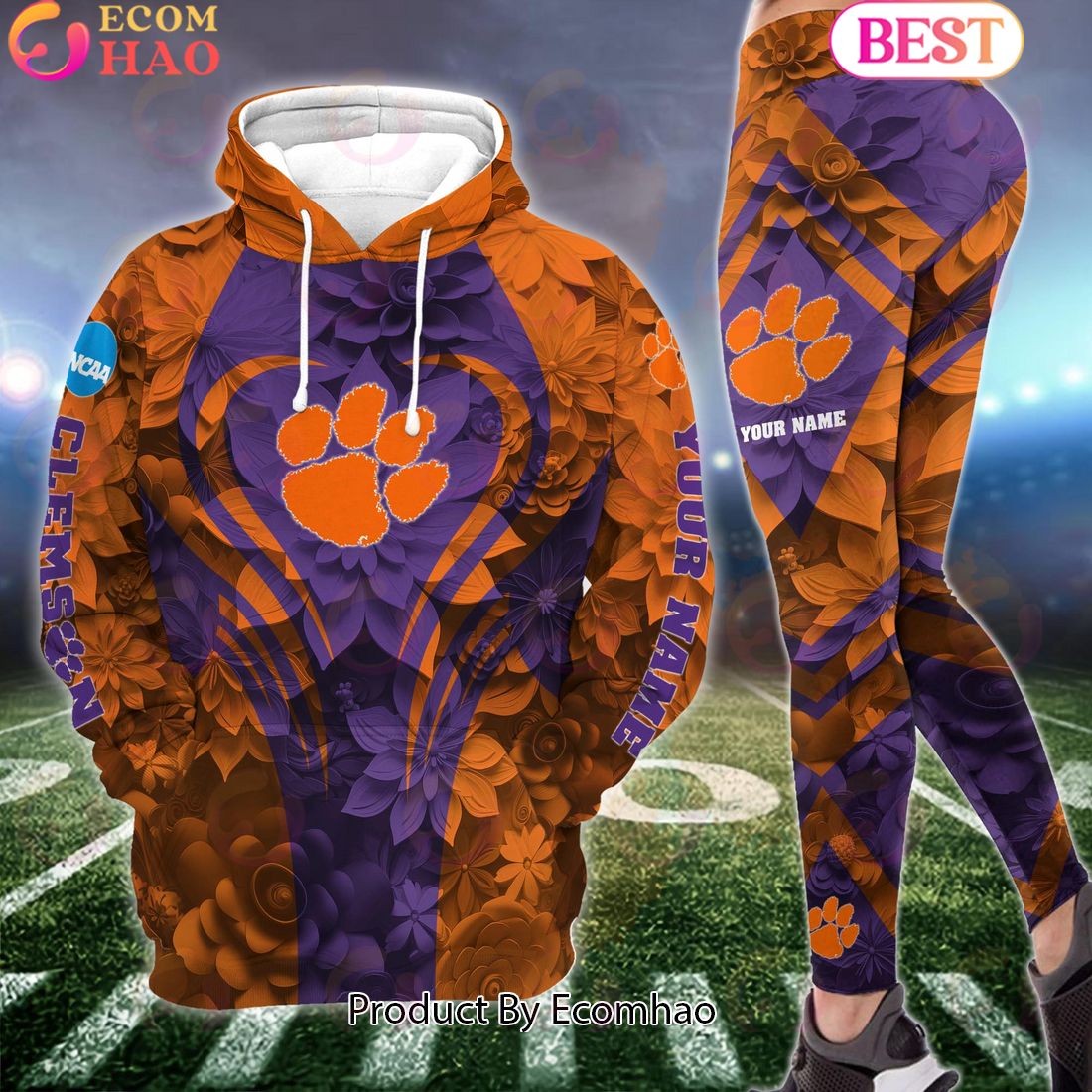 NCAA Clemson Tigers Hoodie And Leggings Custom Your Name, Football Team Clothings, Gift For Football Lovers