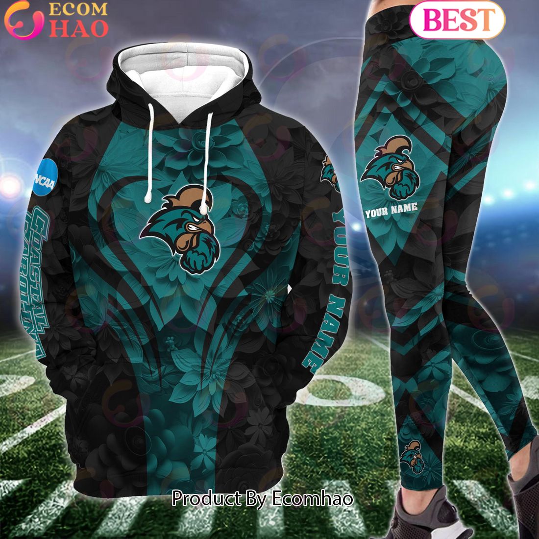 NCAA Coastal Carolina Chanticleers Hoodie And Leggings Custom Your Name, Football Team Clothings, Gift For Football Lovers