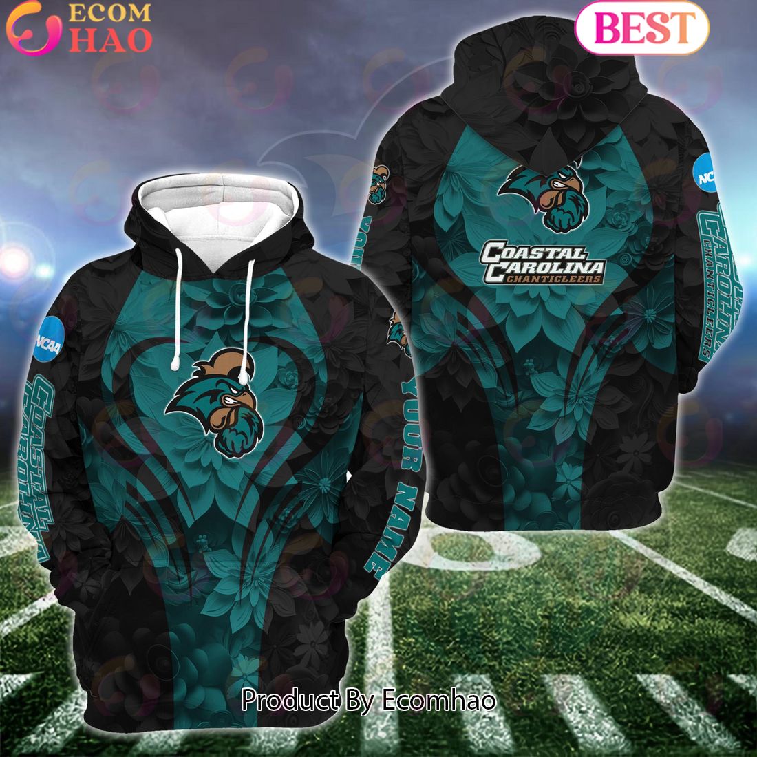 NCAA Coastal Carolina Chanticleers Hoodie And Leggings Custom Your Name, Football Team Clothings, Gift For Football Lovers