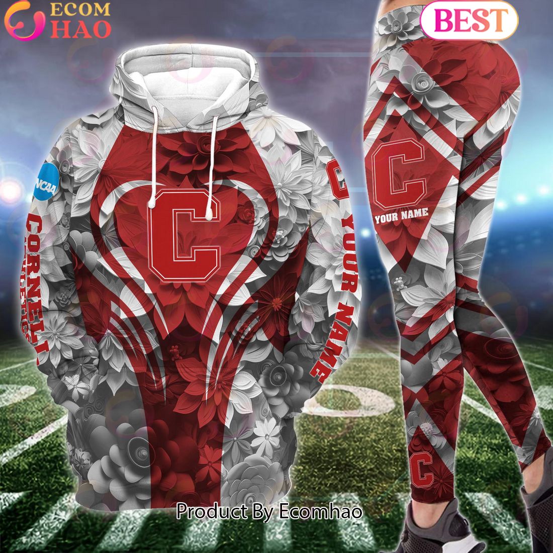 NCAA Cornell Big Red Hoodie And Leggings Custom Your Name, Football Team Clothings, Gift For Football Lovers