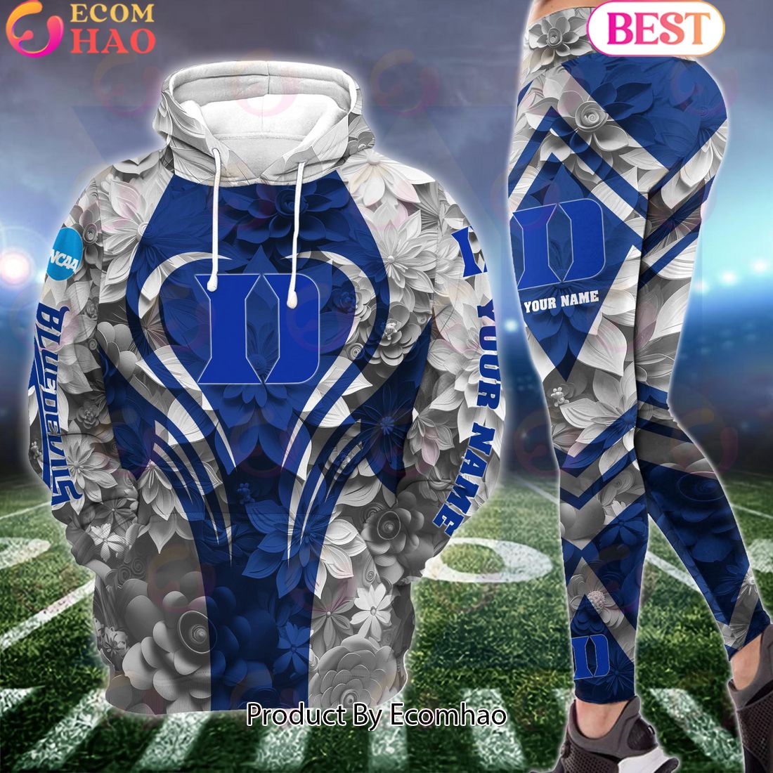 NCAA Duke Blue Devils Hoodie And Leggings Custom Your Name, Football Team Clothings, Gift For Football Lovers