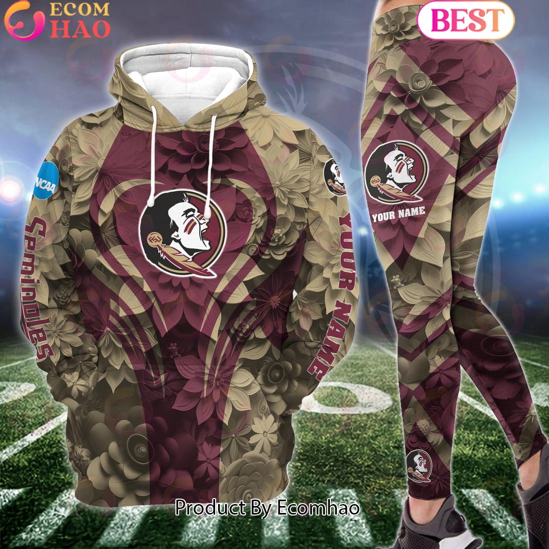 NCAA Florida State Seminoles Hoodie And Leggings Custom Your Name, Football Team Clothings, Gift For Football Lovers