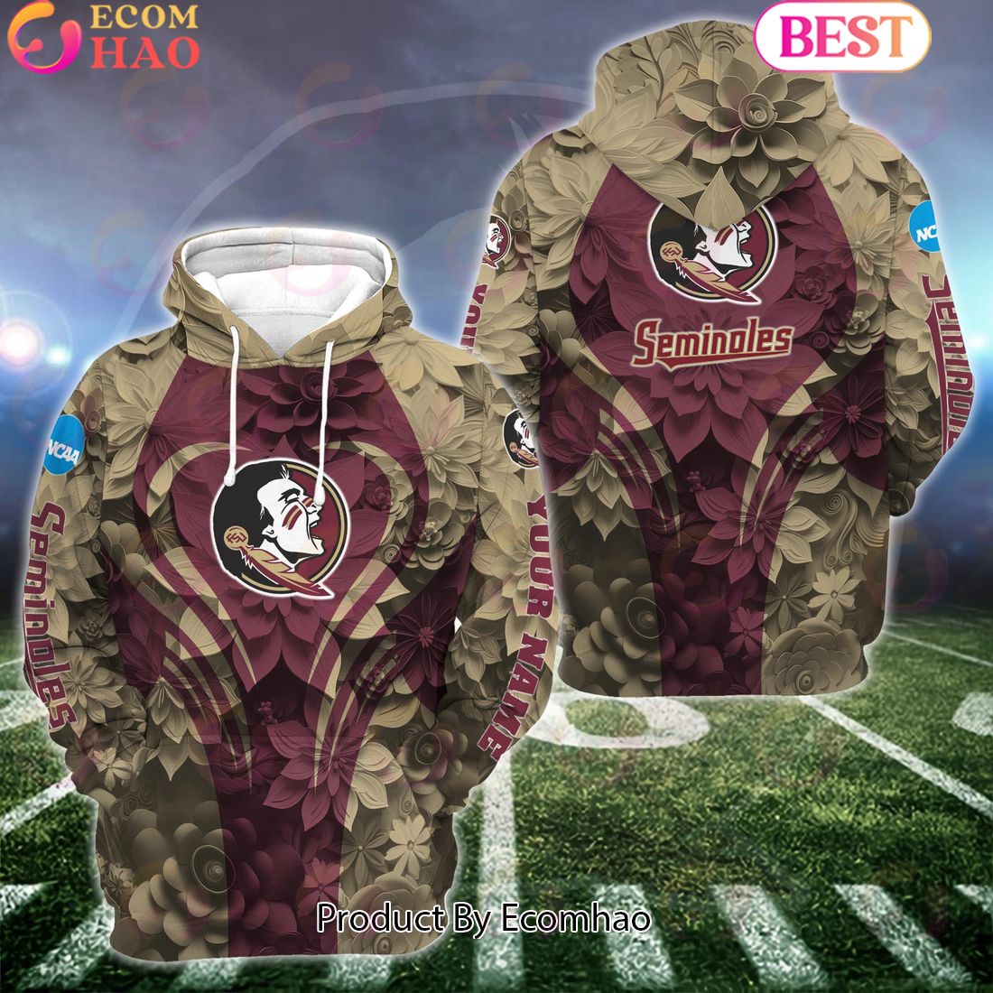 NCAA Florida State Seminoles Hoodie And Leggings Custom Your Name, Football Team Clothings, Gift For Football Lovers