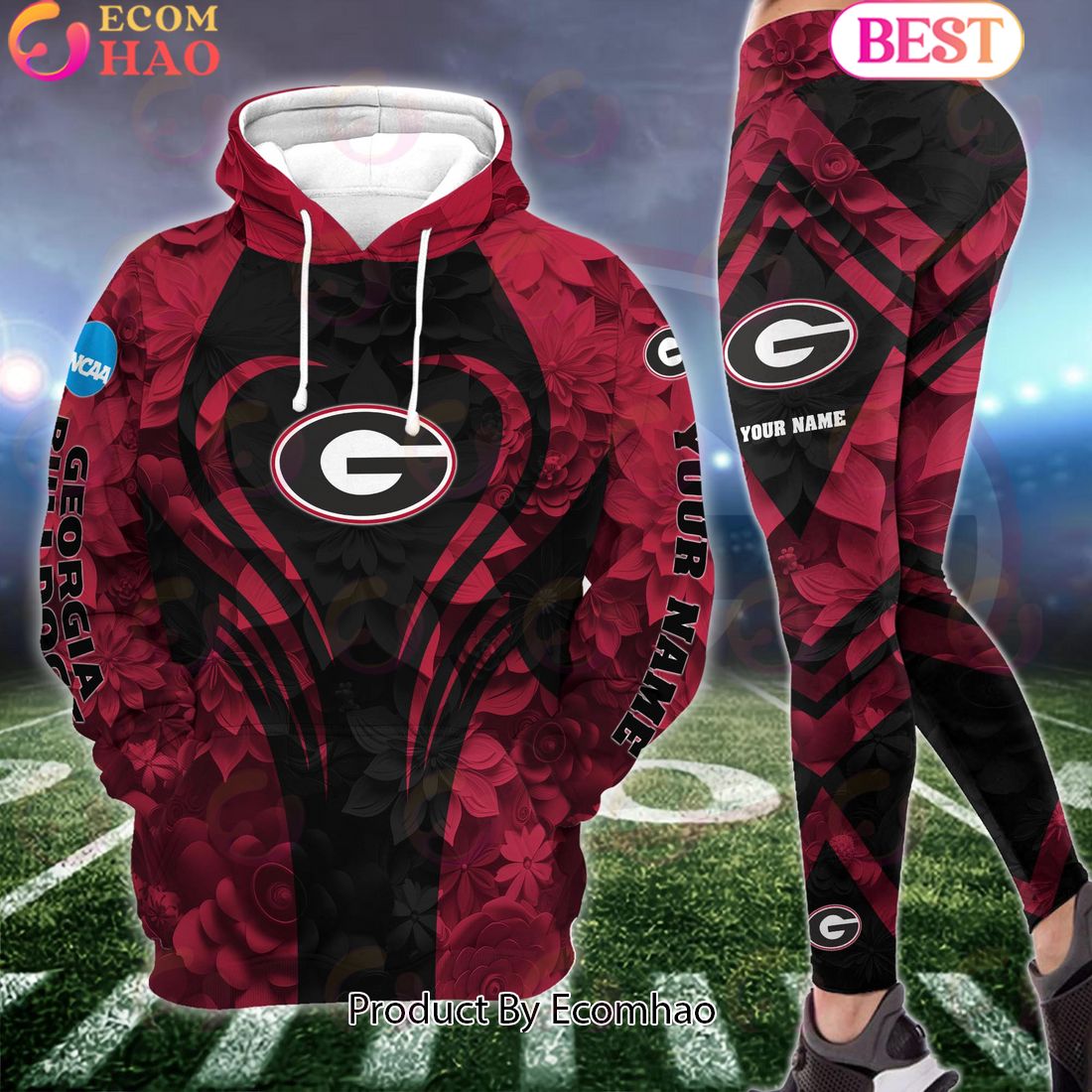 NCAA Georgia Bulldogs Hoodie And Leggings Custom Your Name, Football Team Clothings, Gift For Football Lovers