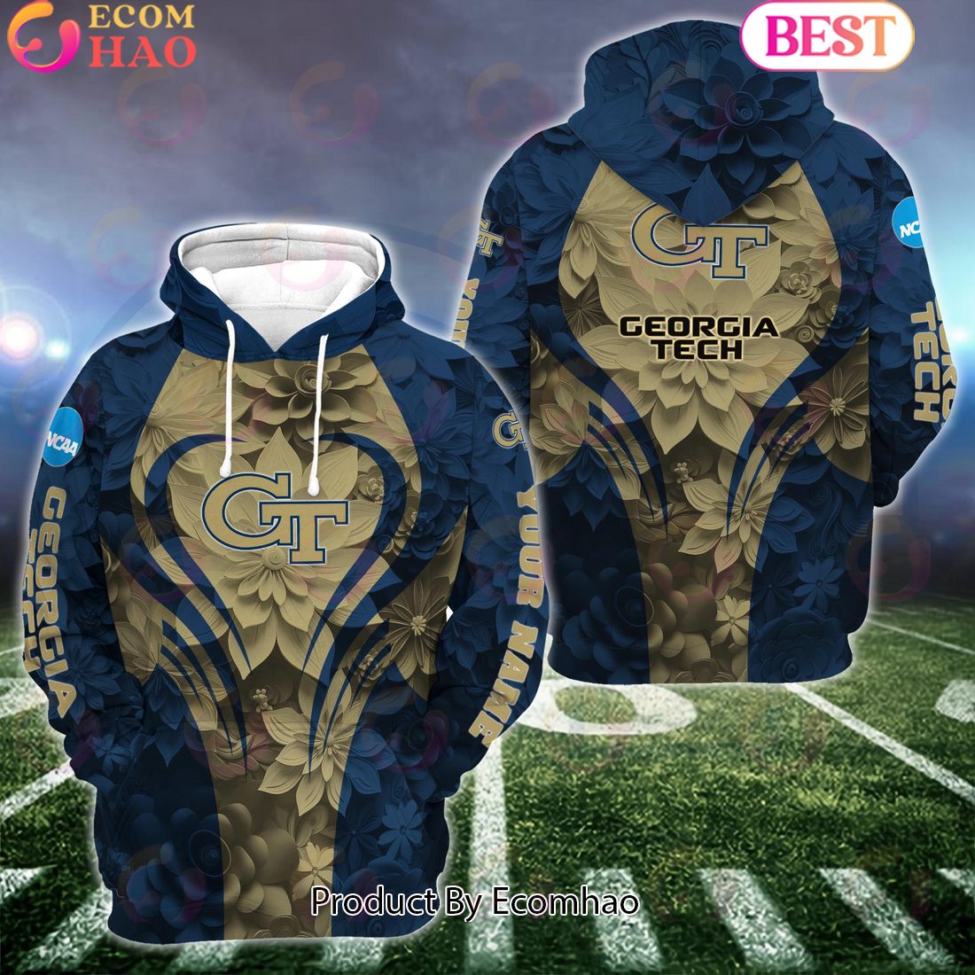 NCAA Georgia Tech Yellow Jackets Hoodie And Leggings Custom Your Name, Football Team Clothings, Gift For Football Lovers