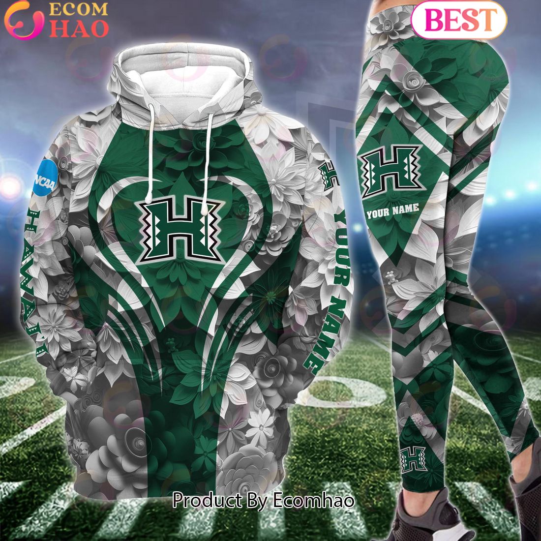 NCAA Hawaii Rainbow Warriors Hoodie And Leggings Custom Your Name, Football Team Clothings, Gift For Football Lovers