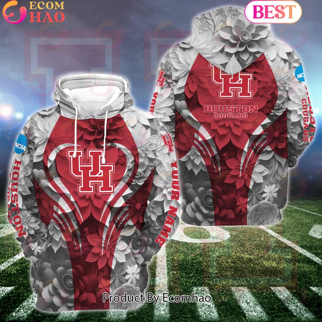 NCAA Houston Cougars Hoodie And Leggings Custom Your Name, Football Team Clothings, Gift For Football Lovers