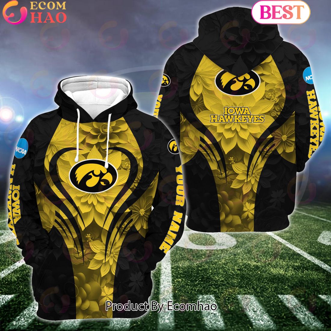 NCAA Iowa Hawkeyes Hoodie And Leggings Custom Your Name, Football Team Clothings, Gift For Football Lovers