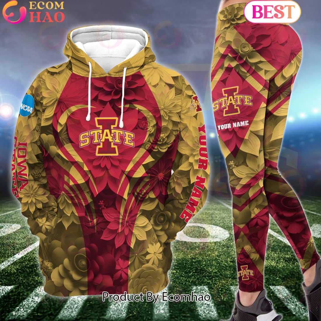 NCAA Iowa State Cyclones Hoodie And Leggings Custom Your Name, Football Team Clothings, Gift For Football Lovers