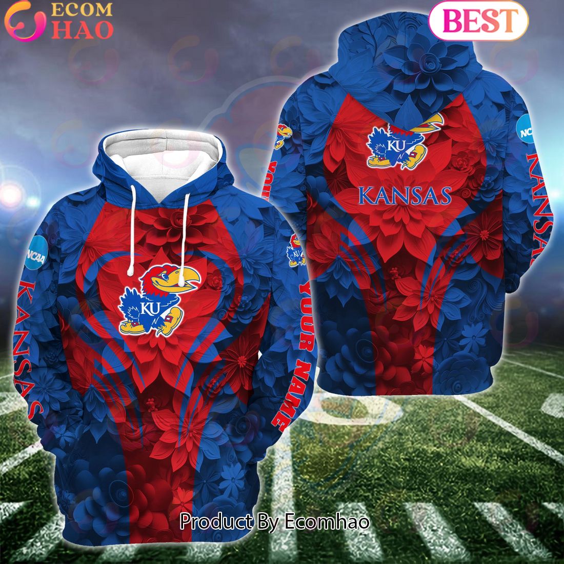 NCAA Kansas Jayhawks Hoodie And Leggings Custom Your Name, Football Team Clothings, Gift For Football Lovers