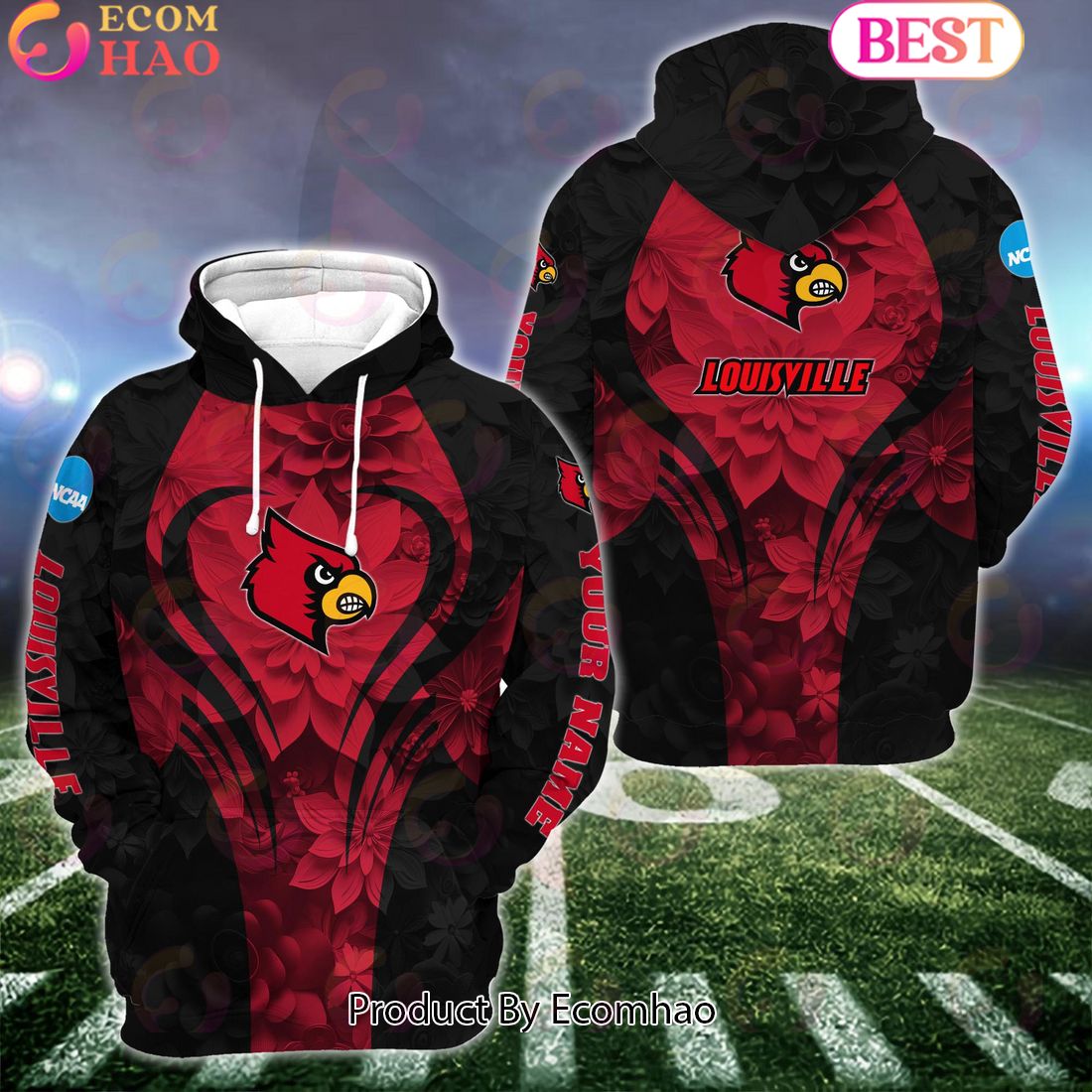 NCAA Louisville Cardinals Hoodie And Leggings Custom Your Name, Football Team Clothings, Gift For Football Lovers