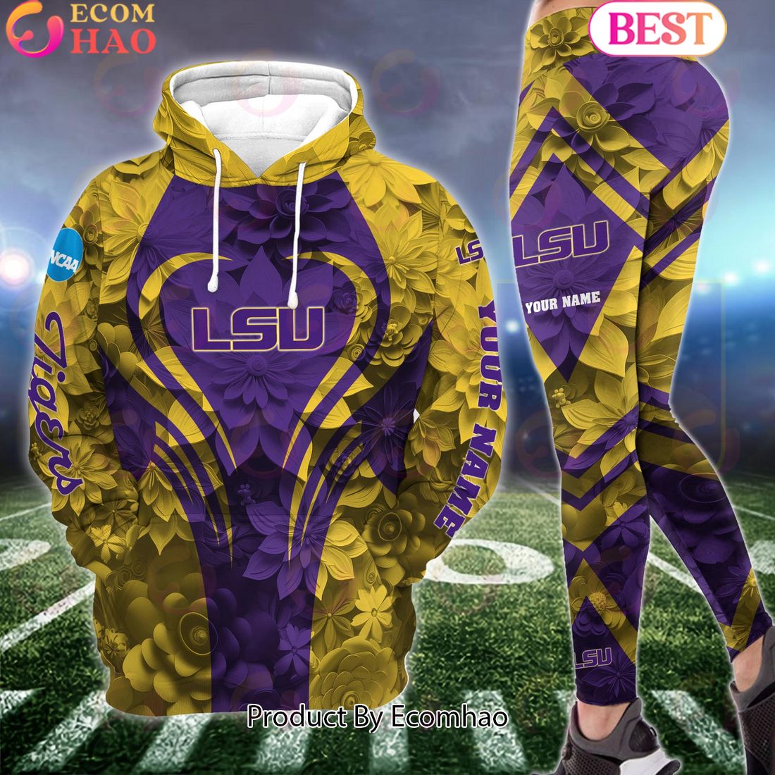 NCAA LSU TIGERS Hoodie And Leggings Custom Your Name, Football Team Clothings, Gift For Football Lovers