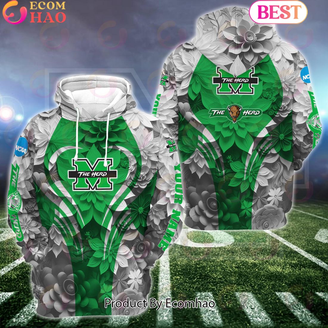 NCAA Marshall Thundering Herd Hoodie And Leggings Custom Your Name, Football Team Clothings, Gift For Football Lovers