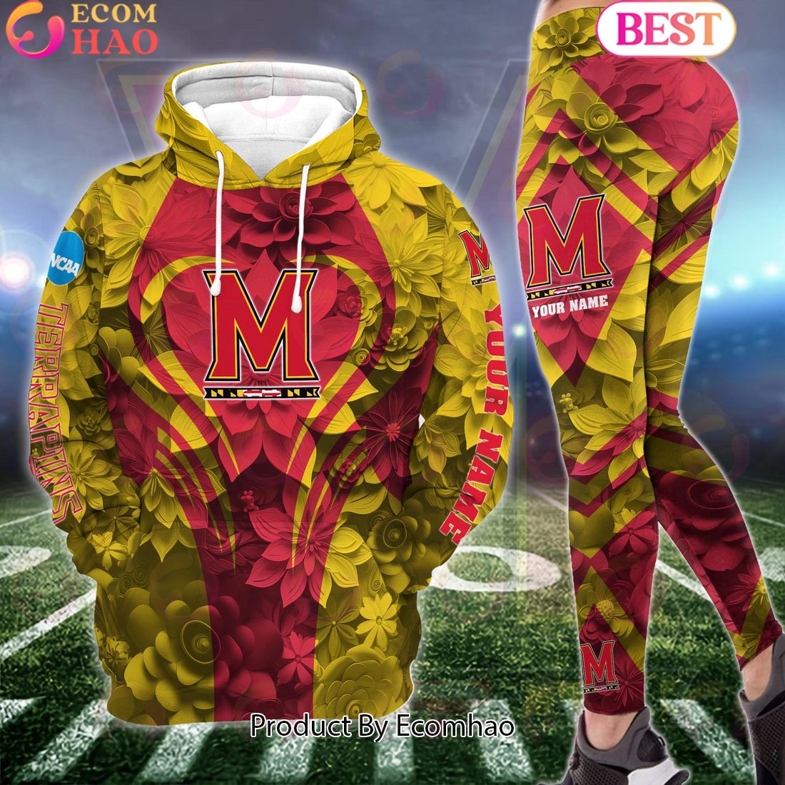 NCAA Maryland Terrapins Hoodie And Leggings Custom Your Name, Football Team Clothings, Gift For Football Lovers