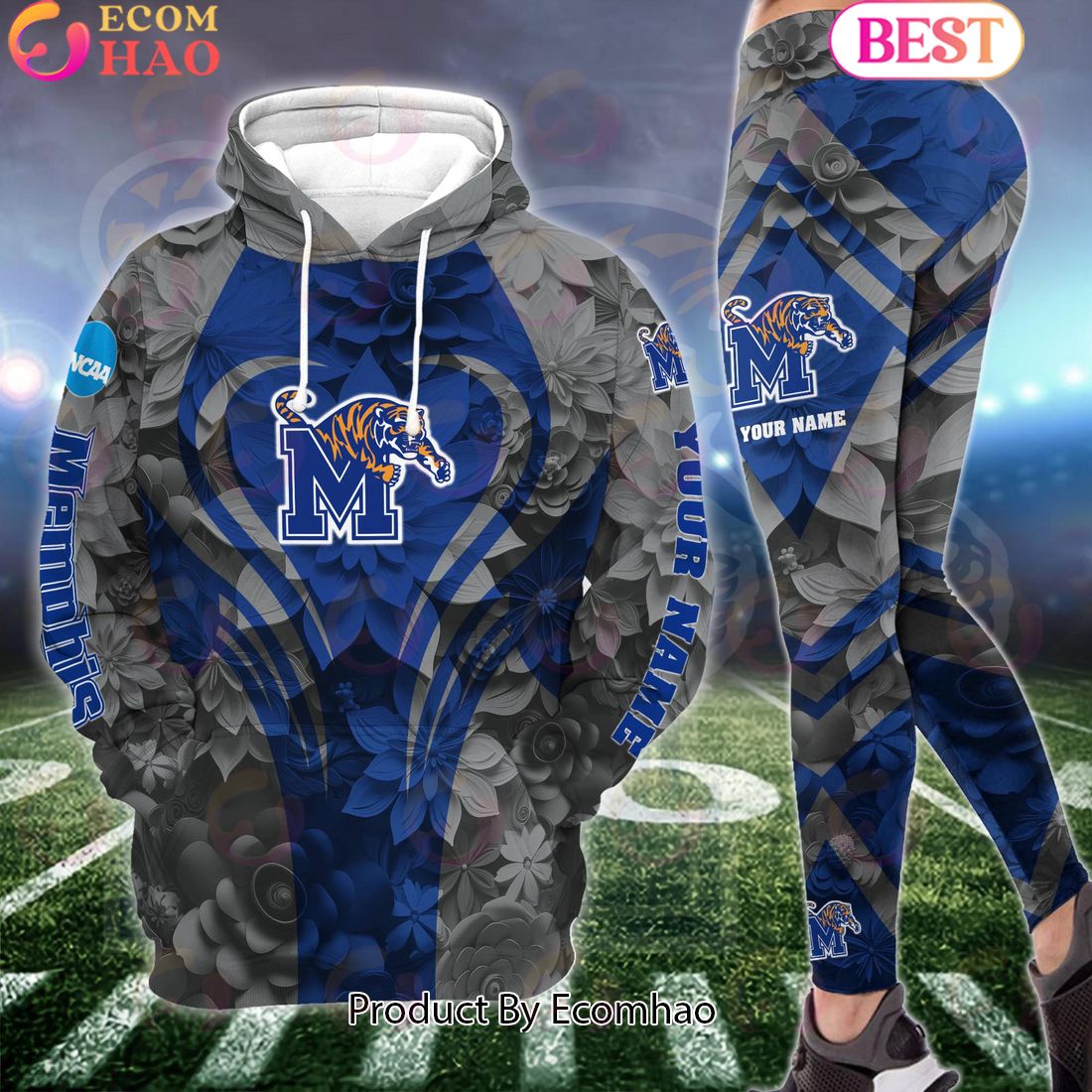 NCAA Memphis Tigers Hoodie And Leggings Custom Your Name, Football Team Clothings, Gift For Football Lovers