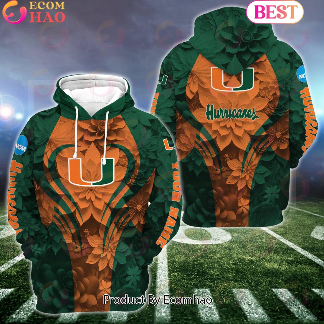 NCAA Miami Hurricanes Hoodie And Leggings Custom Your Name, Football Team Clothings, Gift For Football Lovers