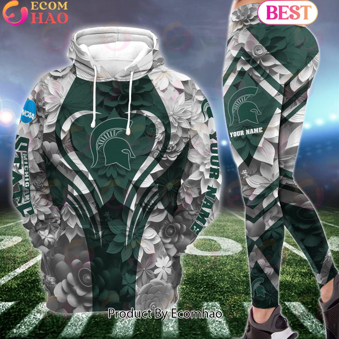 NCAA Michigan State Spartans Hoodie And Leggings Custom Your Name, Football Team Clothings, Gift For Football Lovers