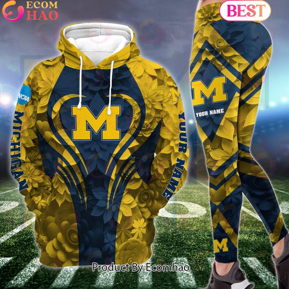 NCAA Michigan Wolverines Hoodie And Leggings Custom Your Name, Football Team Clothings, Gift For Football Lovers