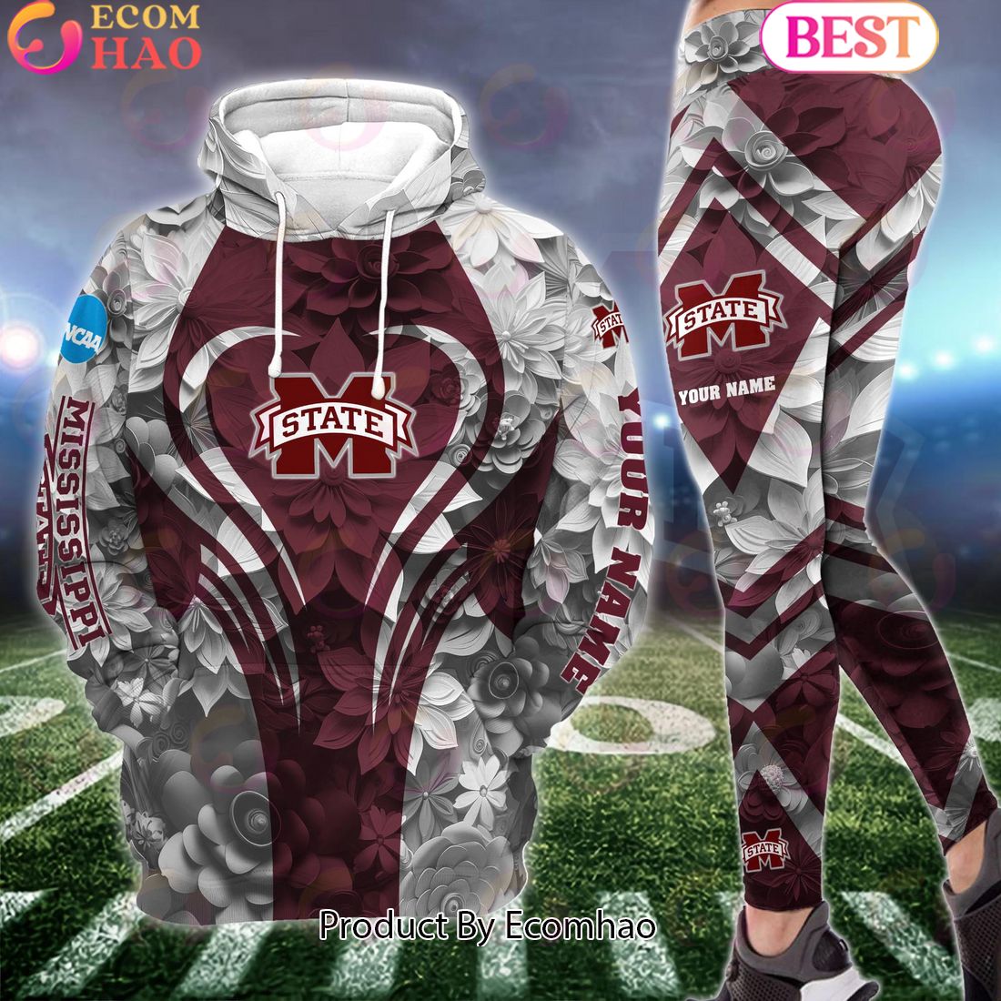 NCAA Mississippi State Bulldogs Hoodie And Leggings Custom Your Name, Football Team Clothings, Gift For Football Lovers