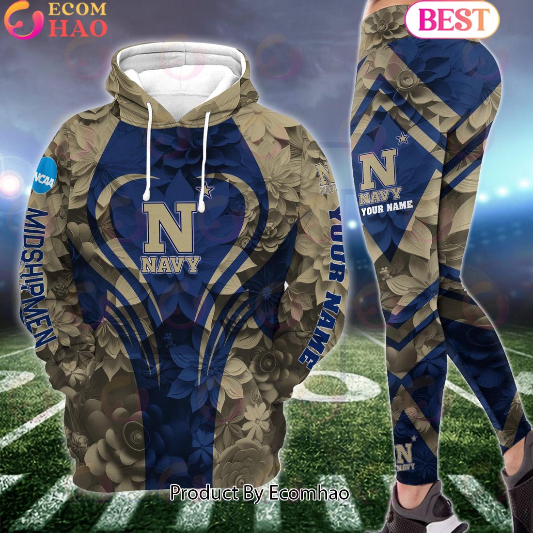 NCAA Navy Midshipmen Hoodie And Leggings Custom Your Name, Football Team Clothings, Gift For Football Lovers