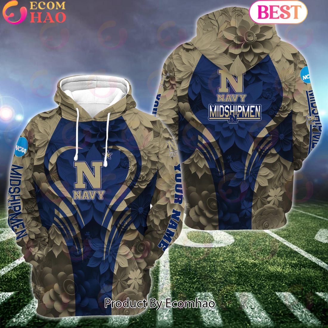 NCAA Navy Midshipmen Hoodie And Leggings Custom Your Name, Football Team Clothings, Gift For Football Lovers