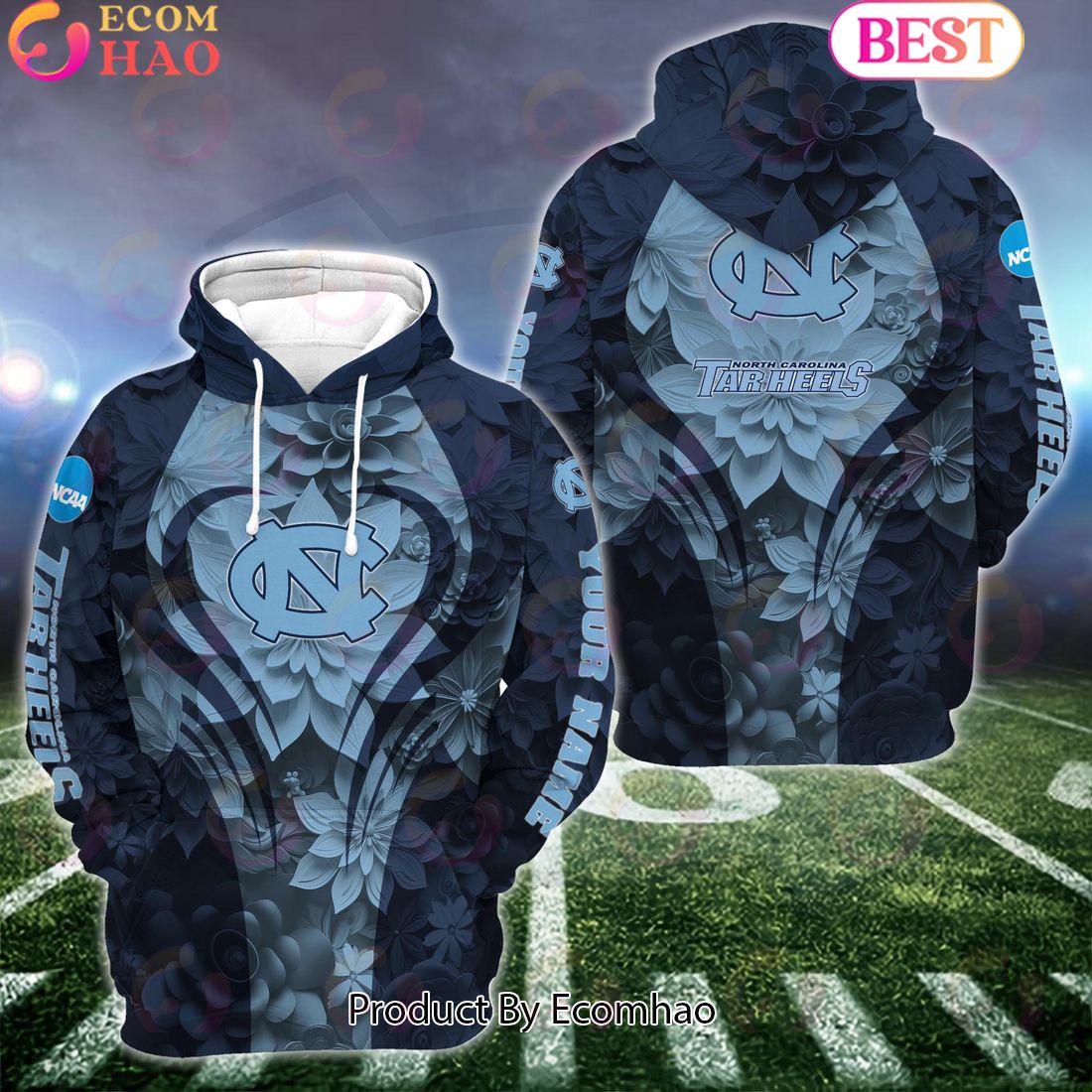 NCAA North Carolina Tar Heels Hoodie And Leggings Custom Your Name, Football Team Clothings, Gift For Football Lovers