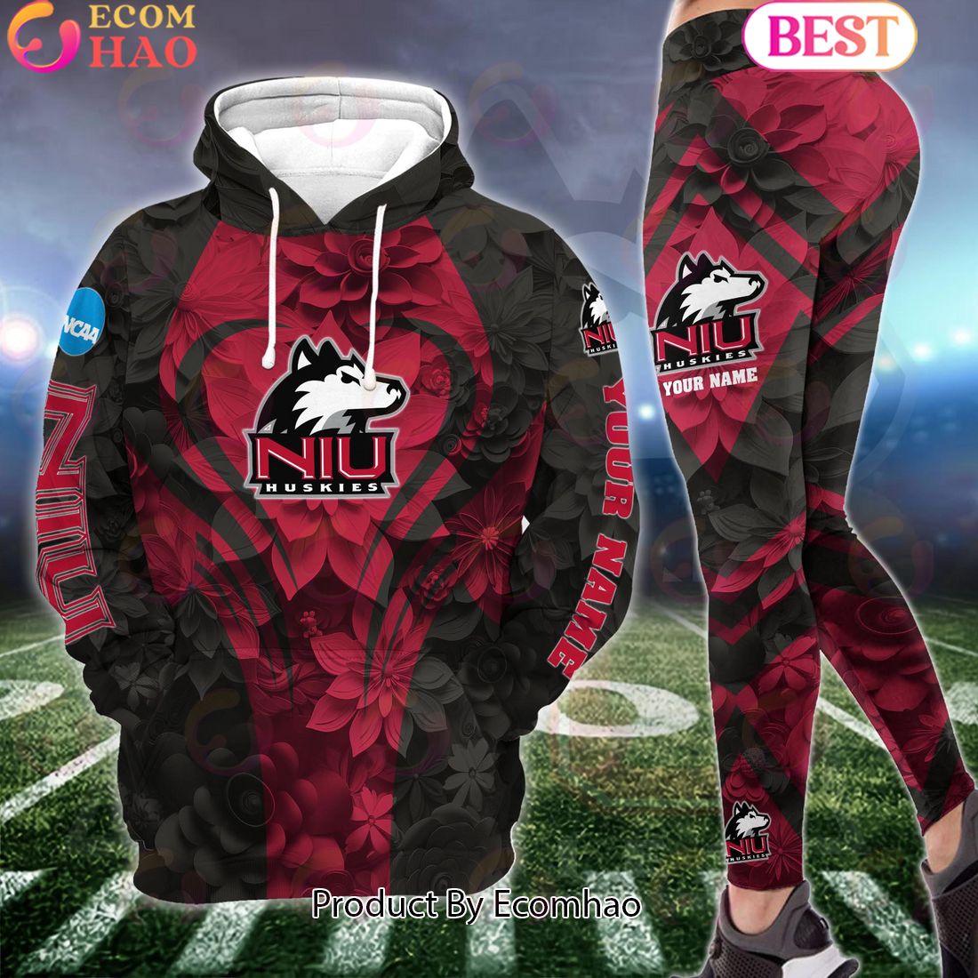 NCAA Northern Illinois Huskies Hoodie And Leggings Custom Your Name, Football Team Clothings, Gift For Football Lovers