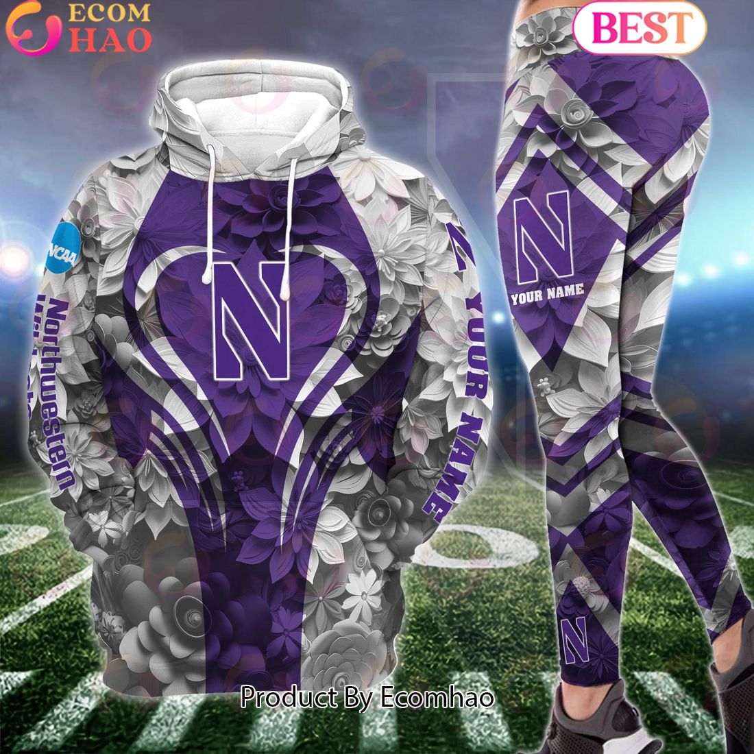 NCAA Northwestern Wildcats Hoodie And Leggings Custom Your Name, Football Team Clothings, Gift For Football Lovers