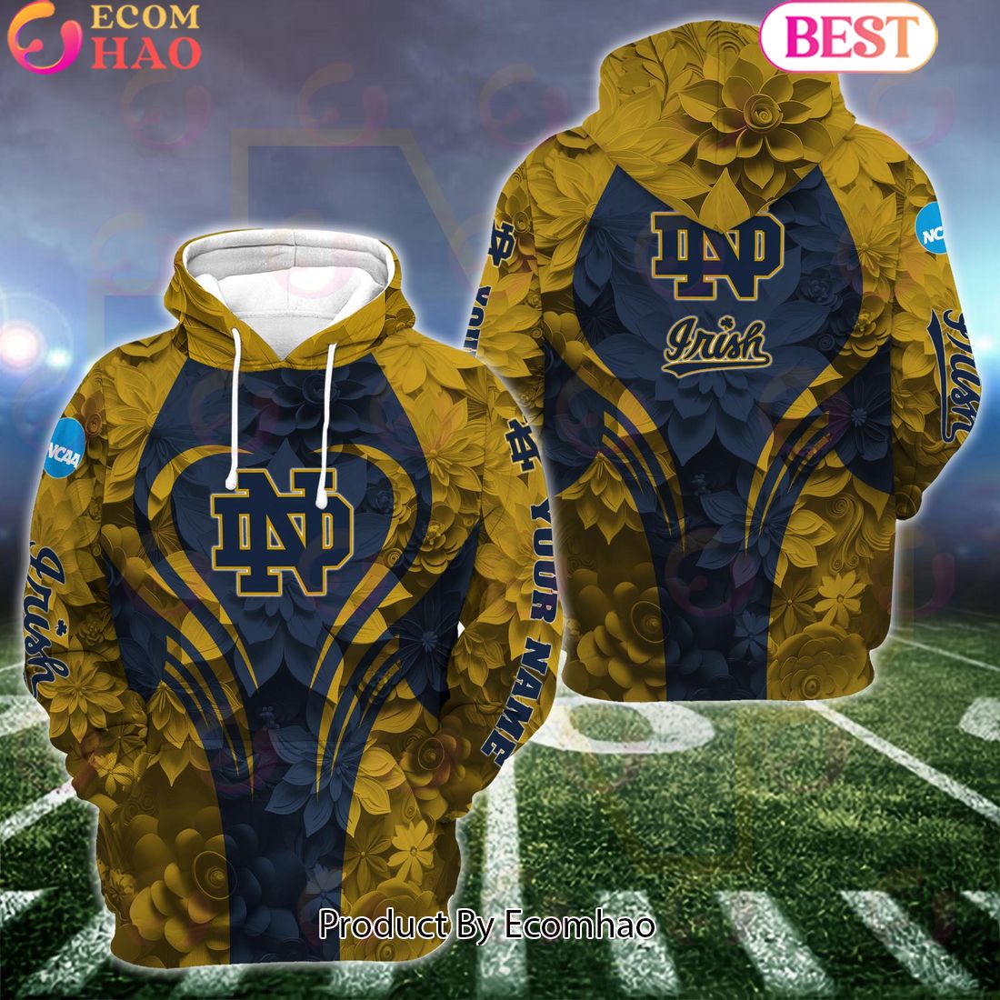 NCAA Notre Dame Fighting Irish Hoodie And Leggings Custom Your Name, Football Team Clothings, Gift For Football Lovers