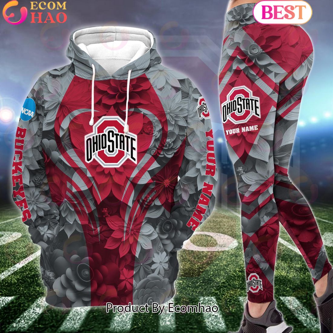 NCAA Ohio State Buckeyes Hoodie And Leggings Custom Your Name, Football Team Clothings, Gift For Football Lovers