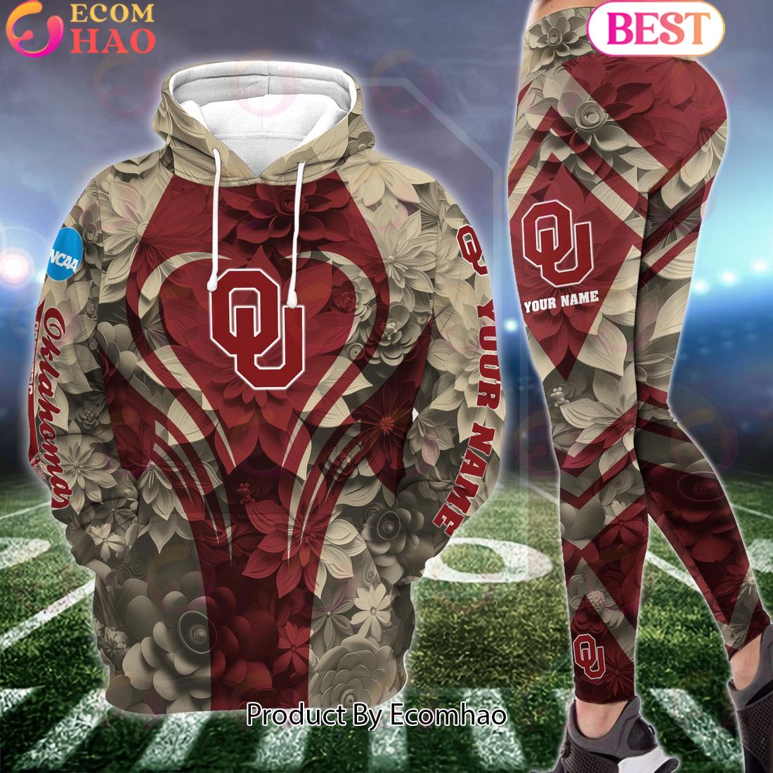 NCAA Oklahoma Sooners Hoodie And Leggings Custom Your Name, Football Team Clothings, Gift For Football Lovers