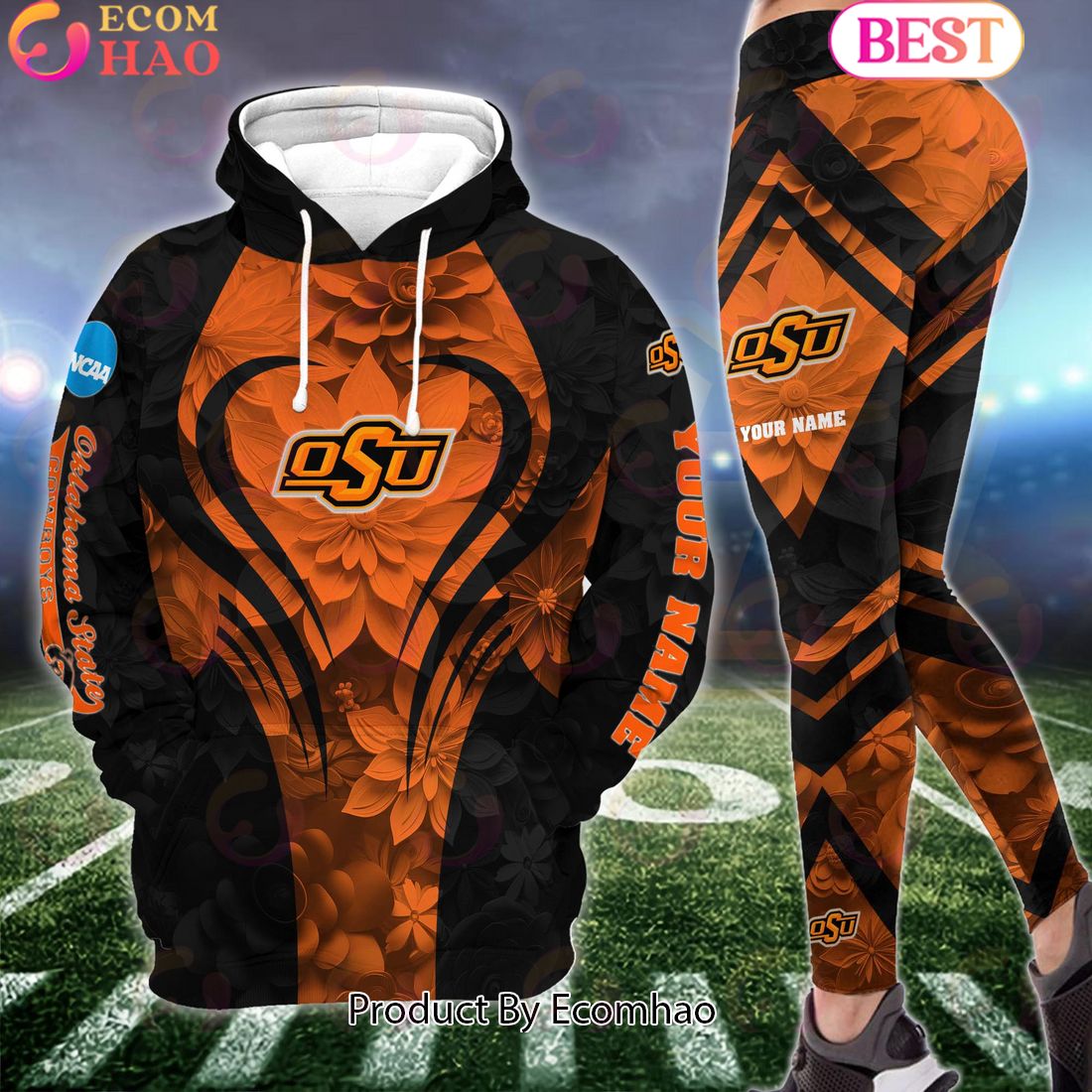 NCAA Oklahoma State Cowboys Hoodie And Leggings Custom Your Name, Football Team Clothings, Gift For Football Lovers