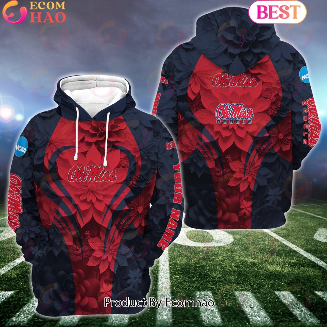 NCAA Ole Miss Rebels Hoodie And Leggings Custom Your Name, Football Team Clothings, Gift For Football Lovers