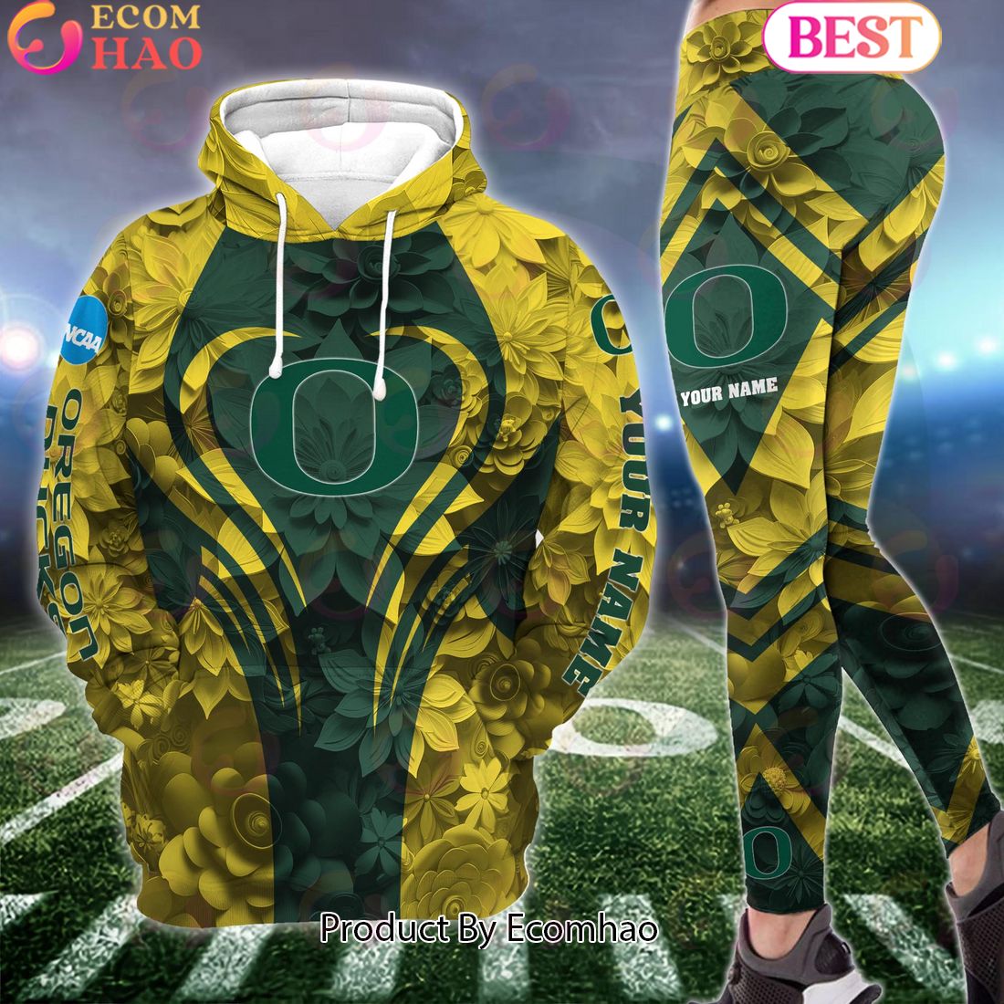 NCAA Oregon Ducks Hoodie And Leggings Custom Your Name, Football Team Clothings, Gift For Football Lovers