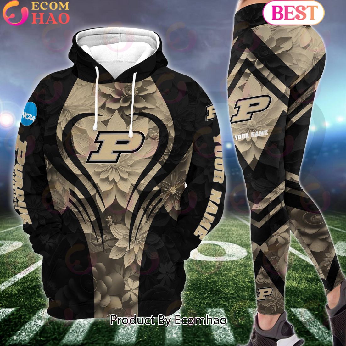 NCAA Purdue Boilermakers Hoodie And Leggings Custom Your Name, Football Team Clothings, Gift For Football Lovers