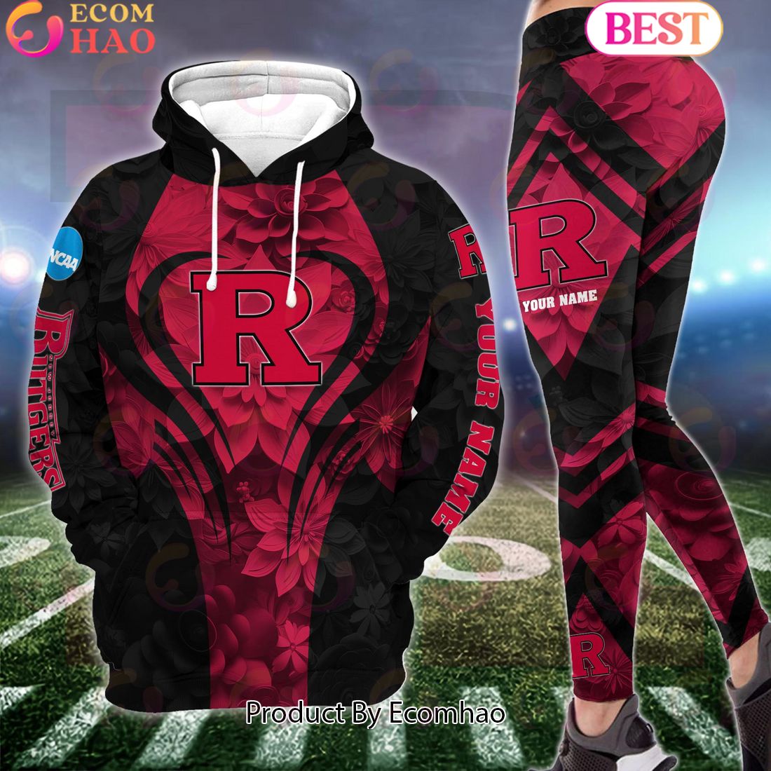 NCAA Rutgers Scarlet Knights Hoodie And Leggings Custom Your Name, Football Team Clothings, Gift For Football Lovers