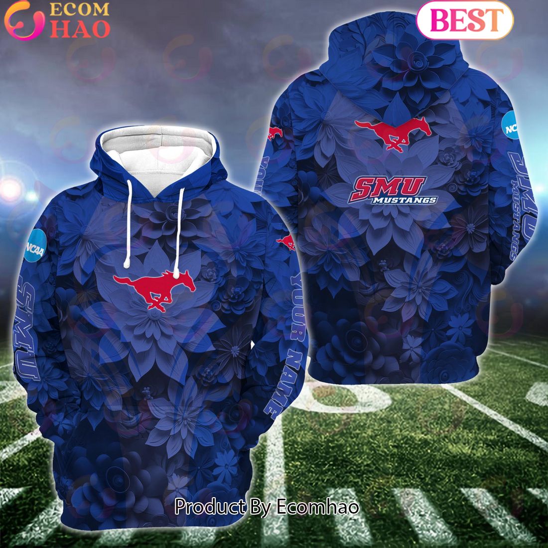 NCAA SMU Mustangs Hoodie And Leggings Custom Your Name, Football Team Clothings, Gift For Football Lovers