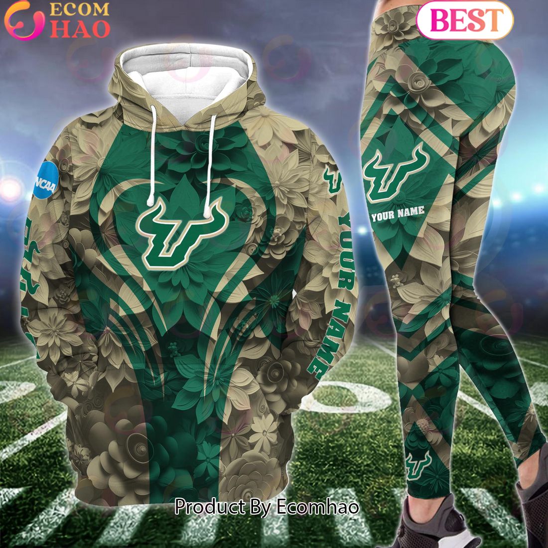 NCAA South Florida Bulls Hoodie And Leggings Custom Your Name, Football Team Clothings, Gift For Football Lovers