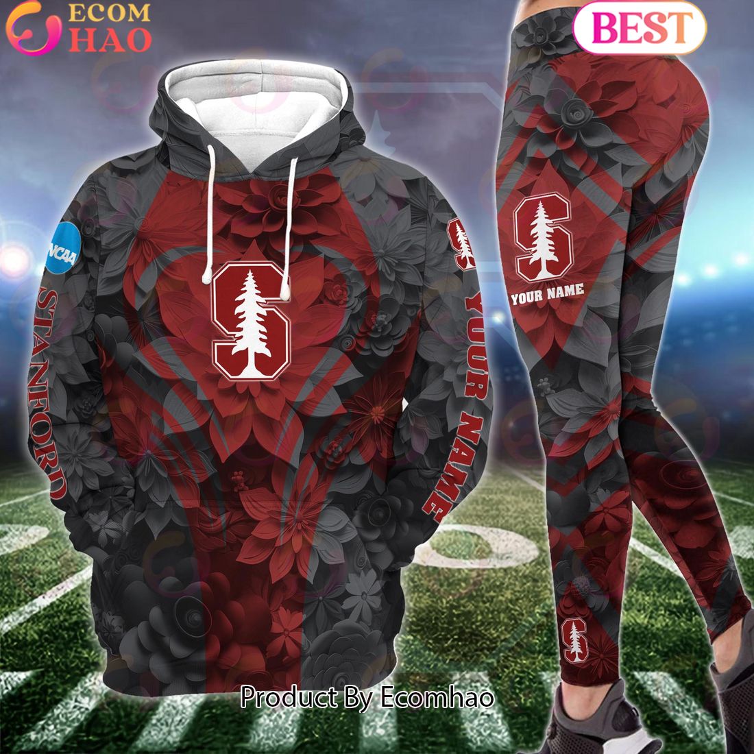 NCAA Stanford Cardinal Hoodie And Leggings Custom Your Name, Football Team Clothings, Gift For Football Lovers