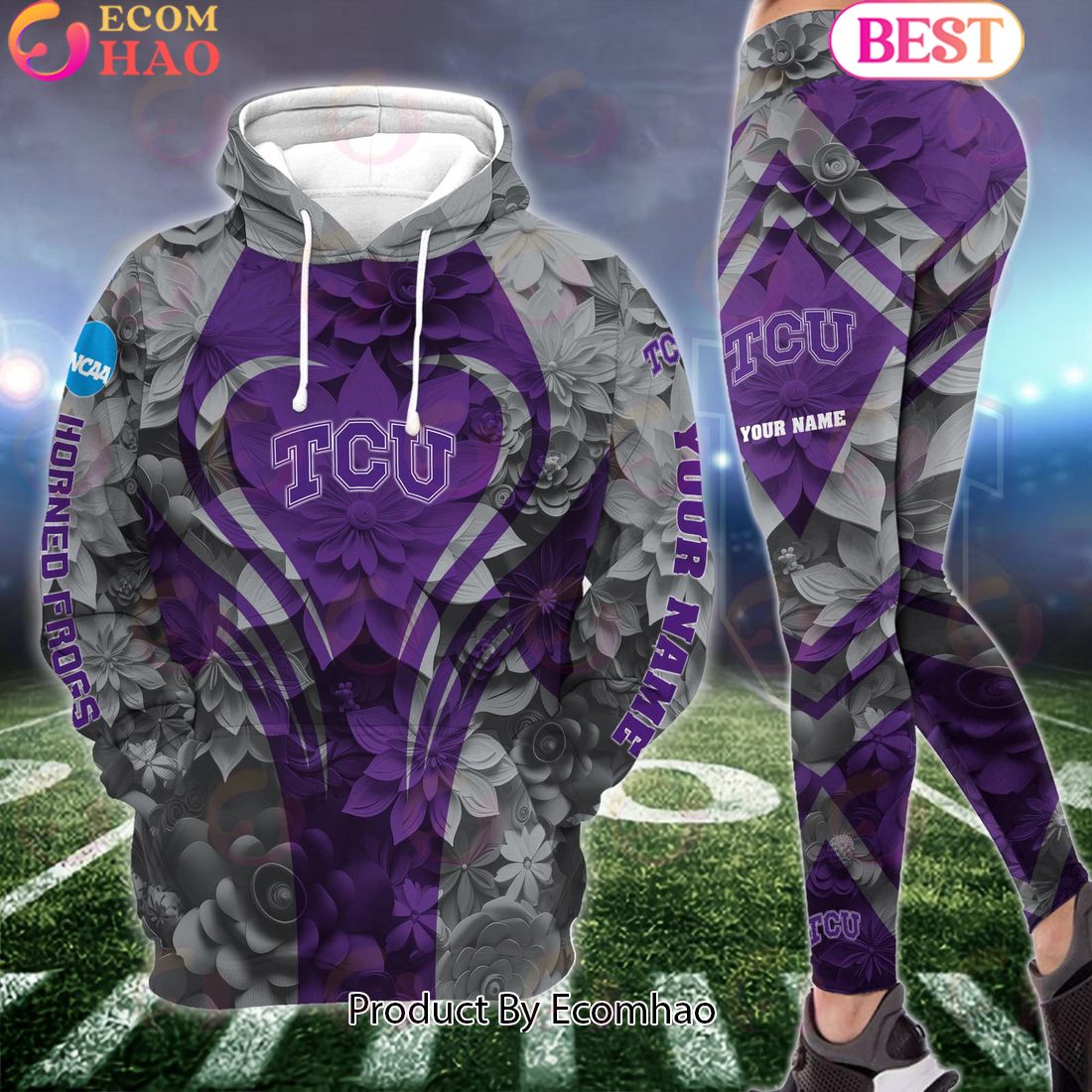 NCAA TCU Horned Frogs Hoodie And Leggings Custom Your Name, Football Team Clothings, Gift For Football Lovers