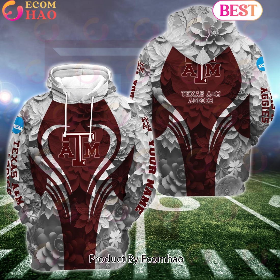 NCAA Texas A&M Aggies Hoodie And Leggings Custom Your Name, Football Team Clothings, Gift For Football Lovers