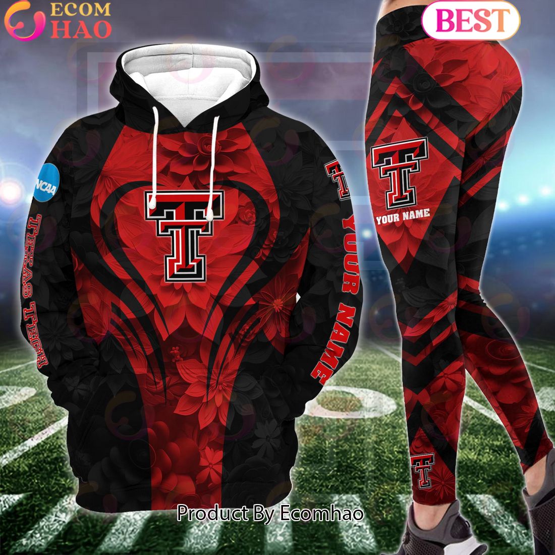 NCAA Texas Tech Red Raiders Hoodie And Leggings Custom Your Name, Football Team Clothings, Gift For Football Lovers