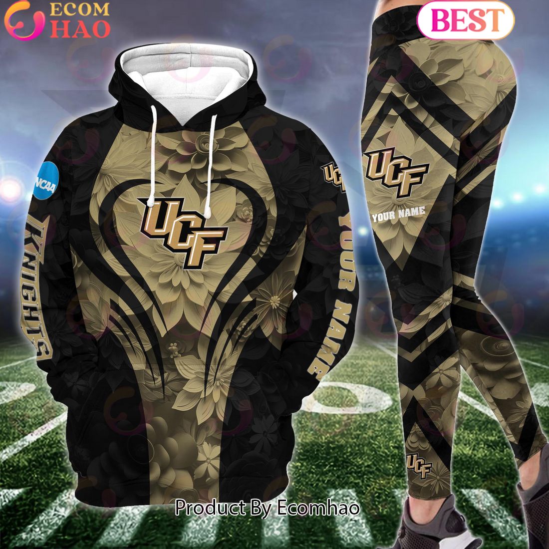 NCAA UCF Knights Hoodie And Leggings Custom Your Name, Football Team Clothings, Gift For Football Lovers