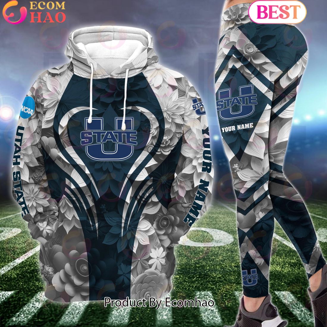 NCAA Utah State Aggies Hoodie And Leggings Custom Your Name, Football Team Clothings, Gift For Football Lovers