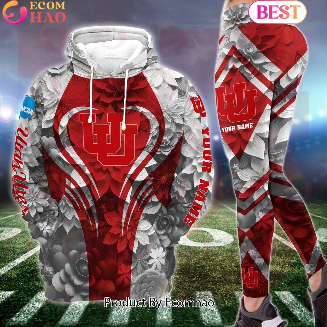 NCAA Utah Utes Hoodie And Leggings Custom Your Name, Football Team Clothings, Gift For Football Lovers