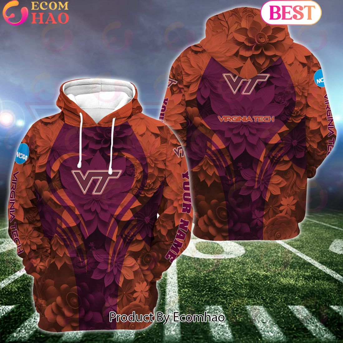 NCAA Virginia Tech Hokies Hoodie And Leggings Custom Your Name, Football Team Clothings, Gift For Football Lovers