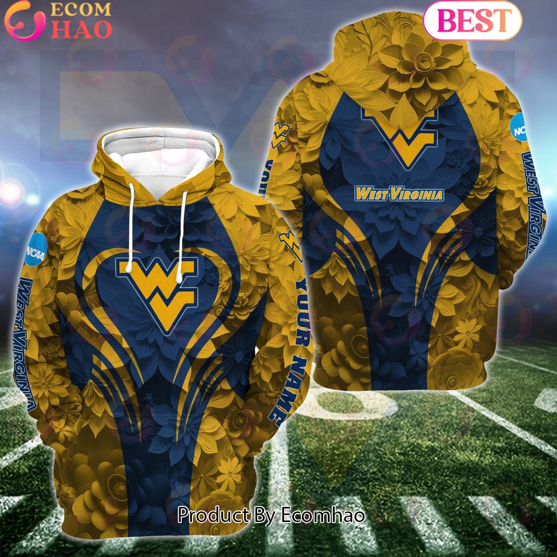 NCAA West Virginia Mountaineers Hoodie And Leggings Custom Your Name, Football Team Clothings, Gift For Football Lovers