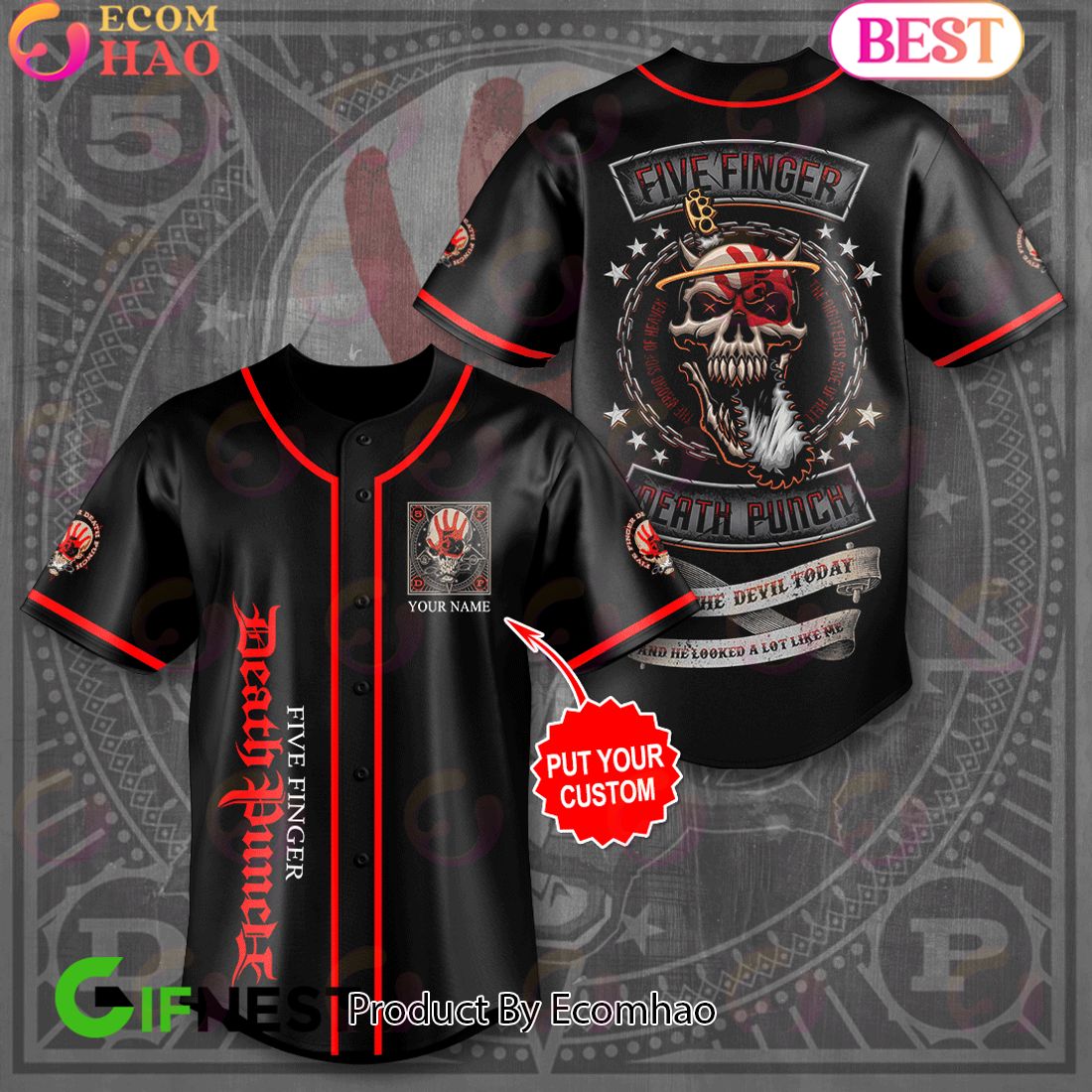 Five Finger Death Punch Custom Name Baseball Jersey