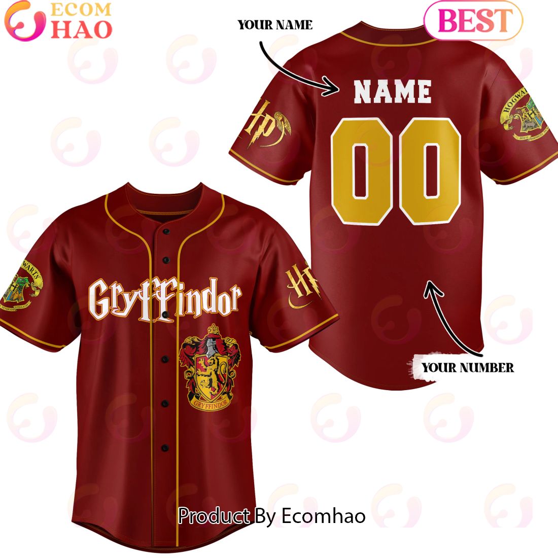 Harry Potter Gryffindor Custom Baseball Jersey