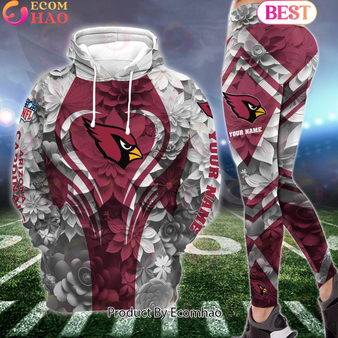 NFL Arizona Cardinals Special Flowers Design Hoodie And Leggings